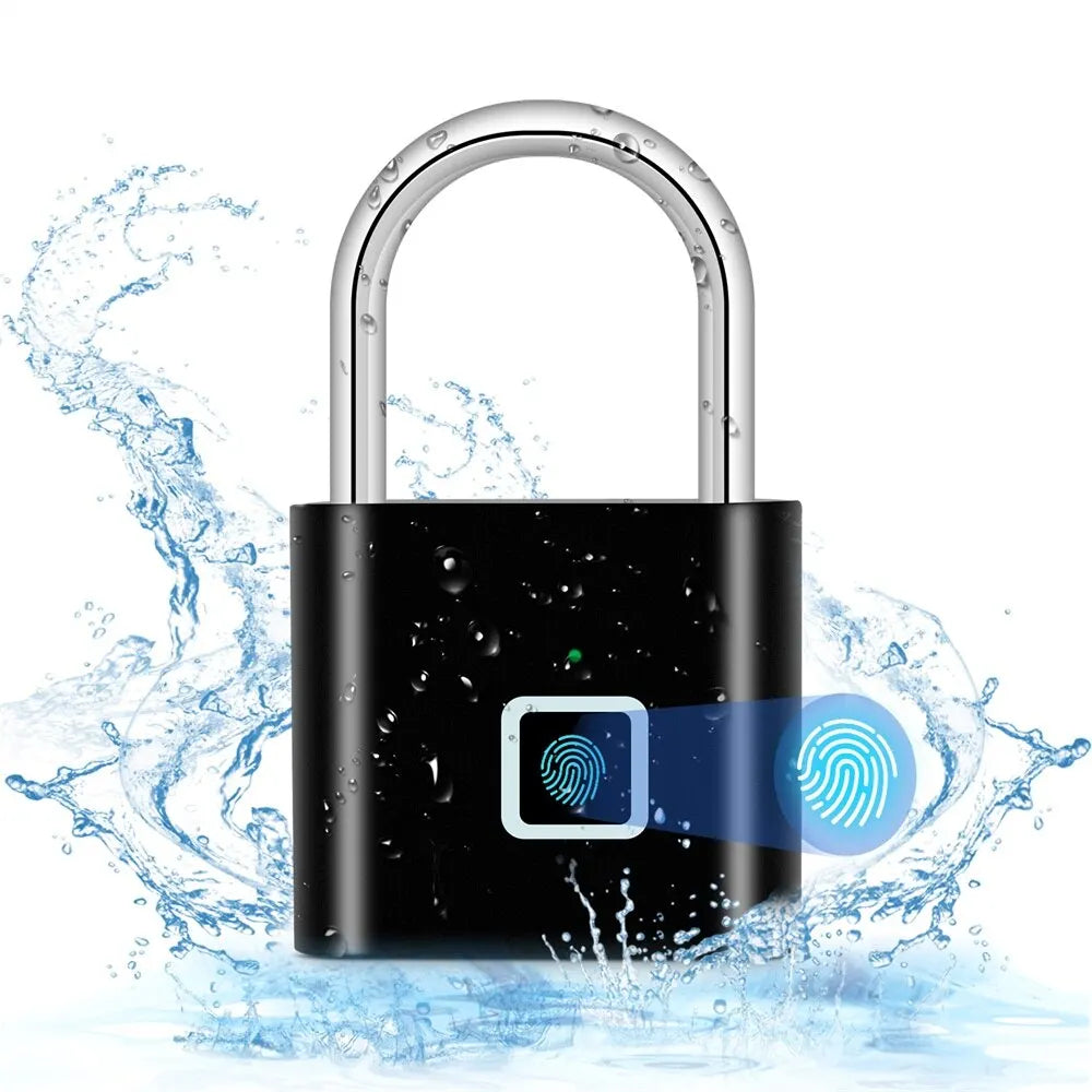 Keyless USB Rechargeable Fingerprint Smart Padlock - Waterproof, Portable Anti-Theft Zinc Lock with 0.2 Sec Unlocking Time