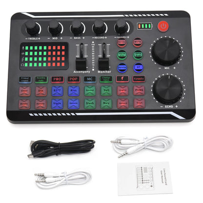 Professional Live Sound Card and Audio Interface with DJ Mixer Effects, Voice Changer, and Bluetooth Compatibility for Streaming and Vocal Performance