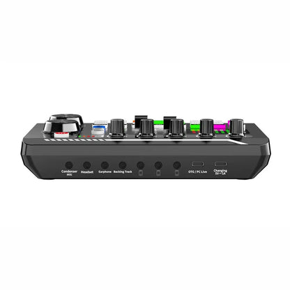 Professional Live Sound Card and Audio Interface with DJ Mixer Effects, Voice Changer, and Bluetooth Compatibility for Streaming and Vocal Performance