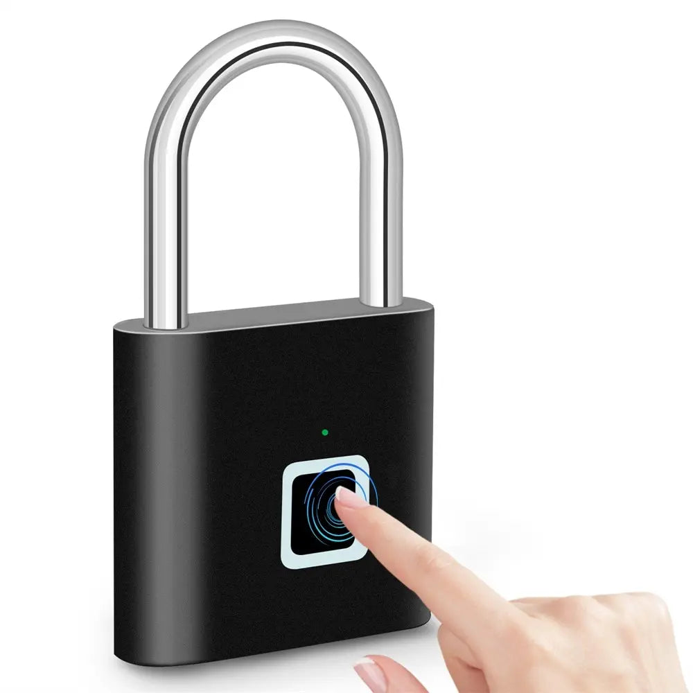 Keyless USB Rechargeable Fingerprint Smart Padlock - Waterproof, Portable Anti-Theft Zinc Lock with 0.2 Sec Unlocking Time