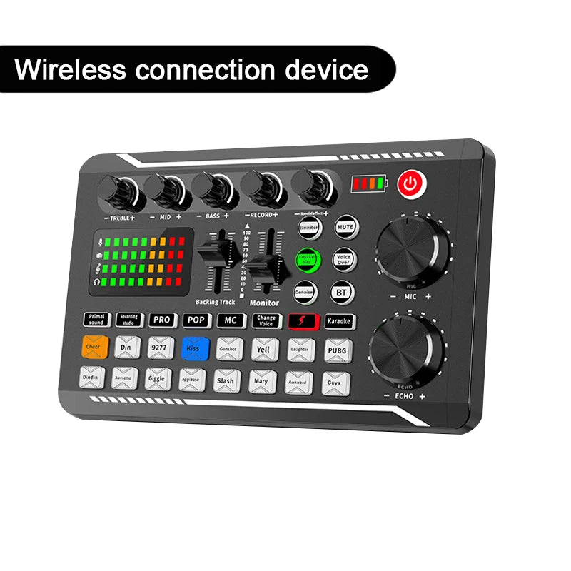 Professional Live Sound Card and Audio Interface with DJ Mixer Effects, Voice Changer, and Bluetooth Compatibility for Streaming and Vocal Performance