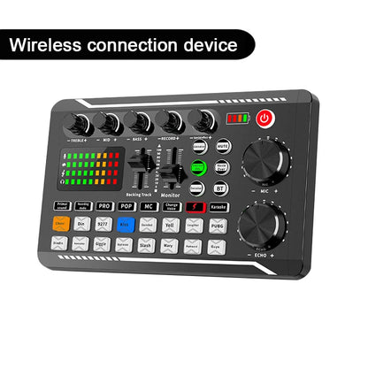 Professional Live Sound Card and Audio Interface with DJ Mixer Effects, Voice Changer, and Bluetooth Compatibility for Streaming and Vocal Performance